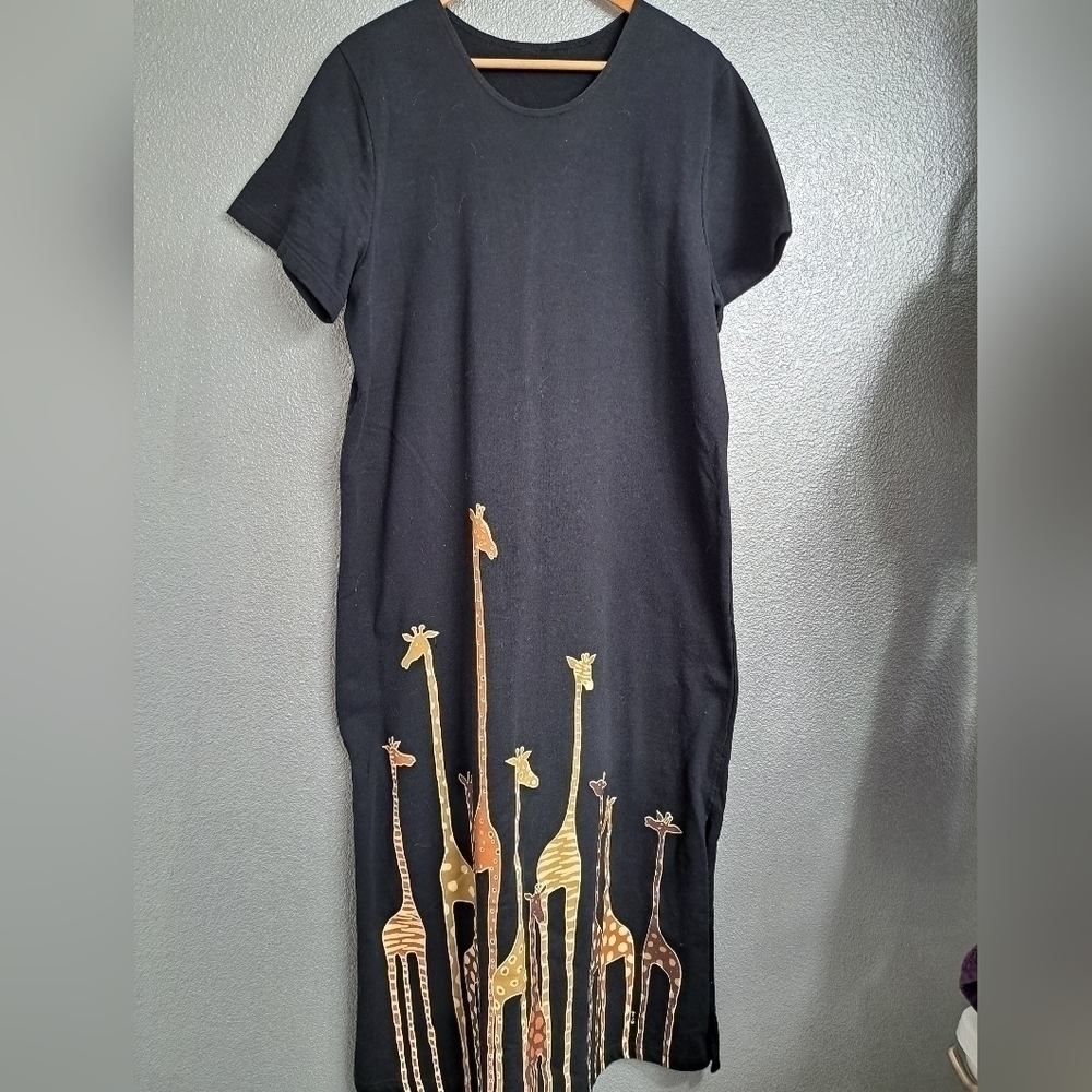 Vintage 90's Sweatshirt Maxi Dress With Giraffes